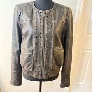 Banana Republic Charcoal Leather Jacket
